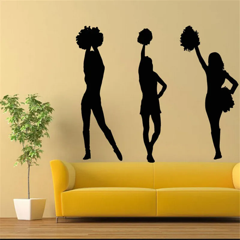 

E165 Wall Vinyl Sticker Decals Mural Design Art Cheerleader Girl Pompons Wall Stickers home decor for kids room diy poster paper