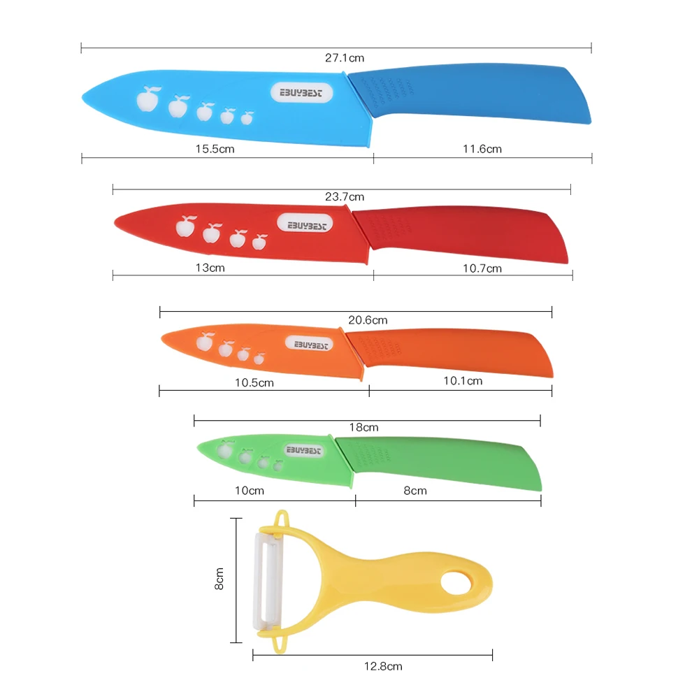 Ножи, кухонный набор, 3, 4, 5, 6 дюймов+ 6 дюймов, зубчатый нож для хлеба, Овощечистка, циркониевый керамический нож, наборы, белое лезвие, поварской нож