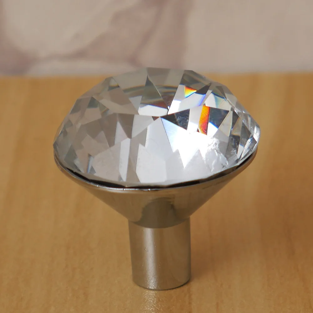 New Glass Diamond Crystal Dresser Knobs Drawer Furniture Pull Handle