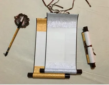 

Mini shaft blank scrolls Ling Xuan paper scroll calligraphy painting brush vertical scroll 02