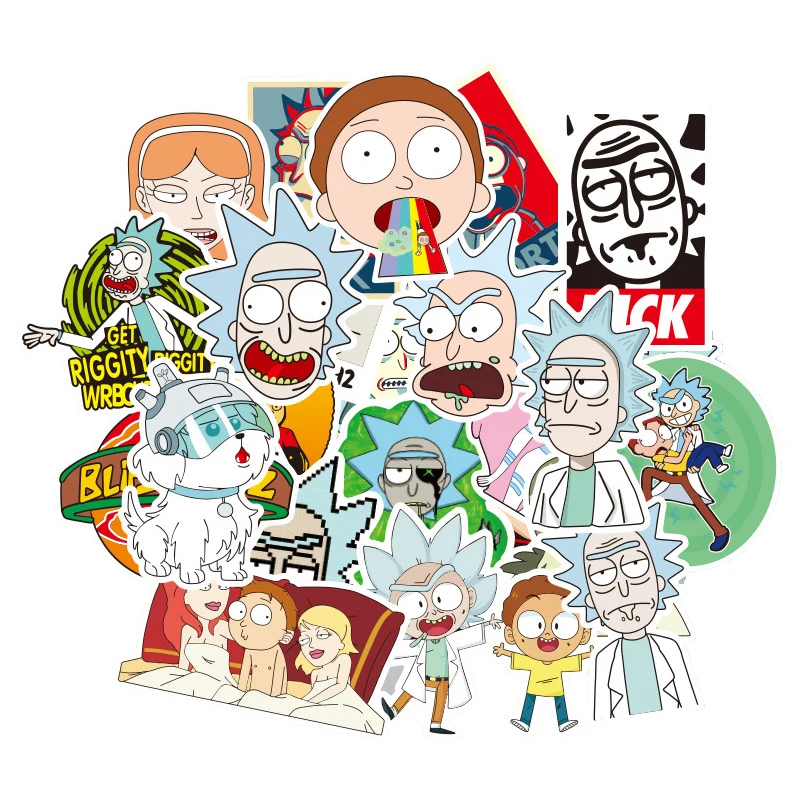 

100Pcs/set Drama Pickle Rick And Morty Stickers Decal For Snowboard Laptop Luggage Car Fridge DIY Styling Vinyl Home Decor F4