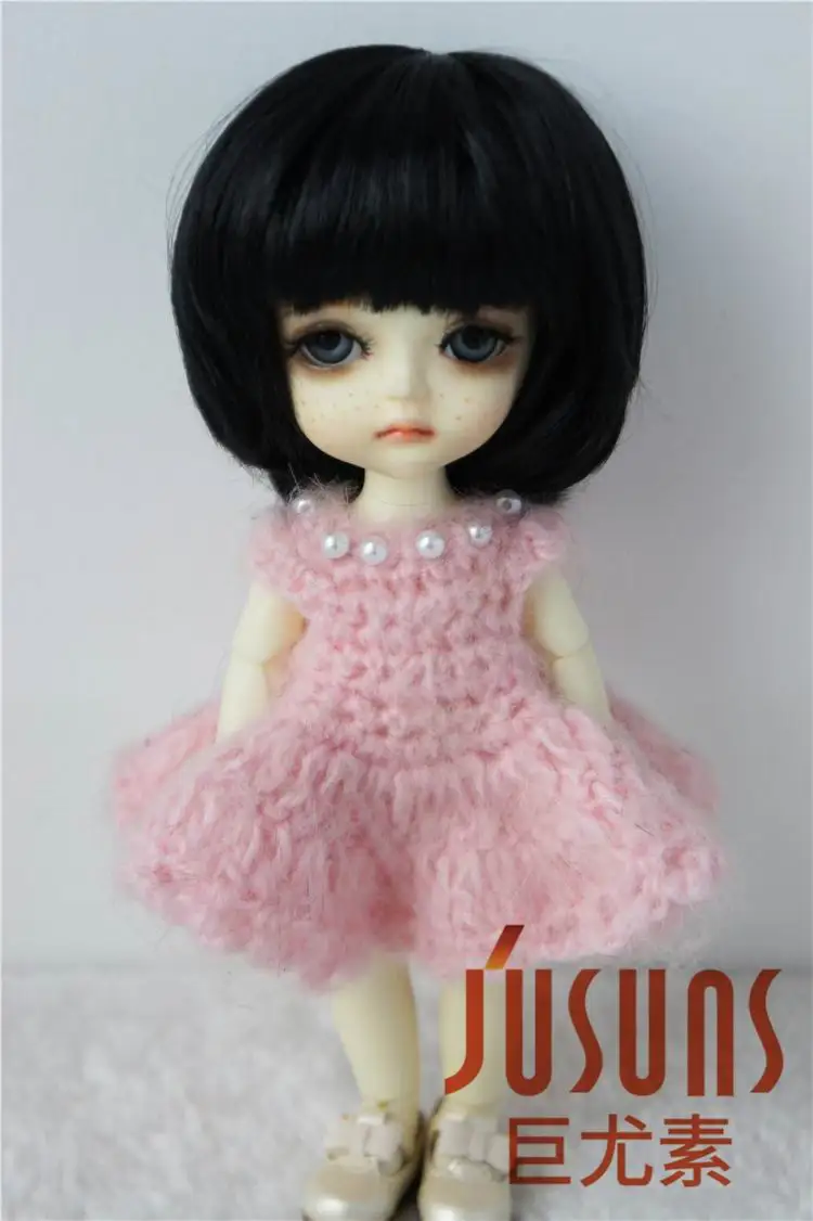 JD019 1/12 1/8 Популярные Короткие парики для мальчиков BJD куклы Размер 4-5 дюймов 5-6 дюймов Высокое качество синтетические мохеровые волосы - Цвет: 5-6inch Black SM1