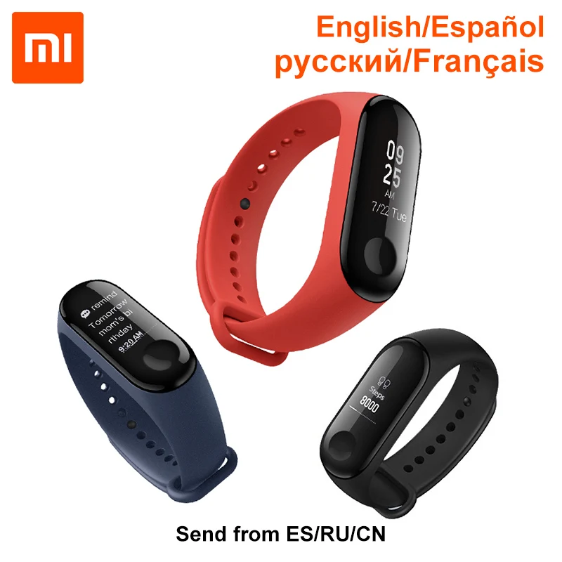 

Xiaomi Mi Band 3 English Spanish Bluetooth Sport Bracelet 20-Day Standby 50m Waterproof,Message Caller Weather Display