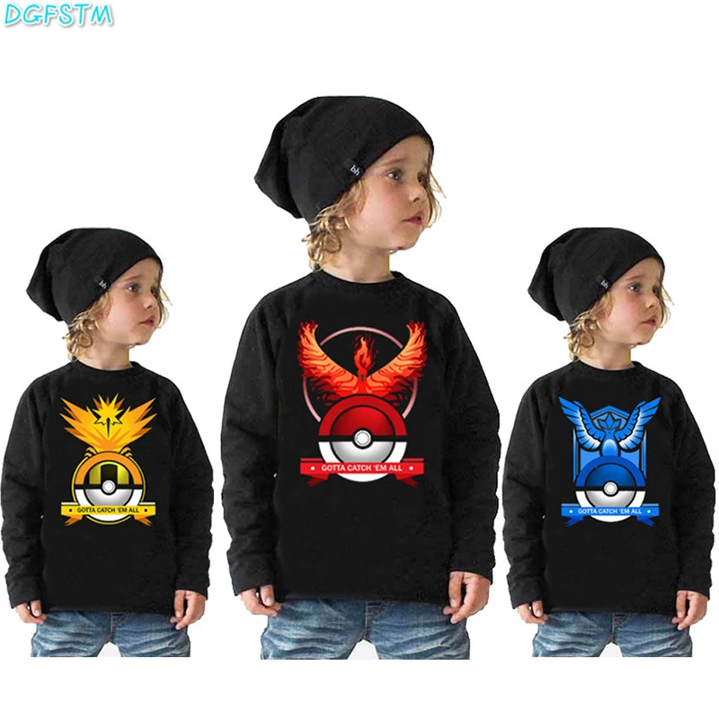 

2017 Autumn Kids T-shirt pokemon Go Pikachu T shirts Long Sleeve Tees Boys Girls Tops Vestidos Kids Costume 2-10Y Boys Clothing