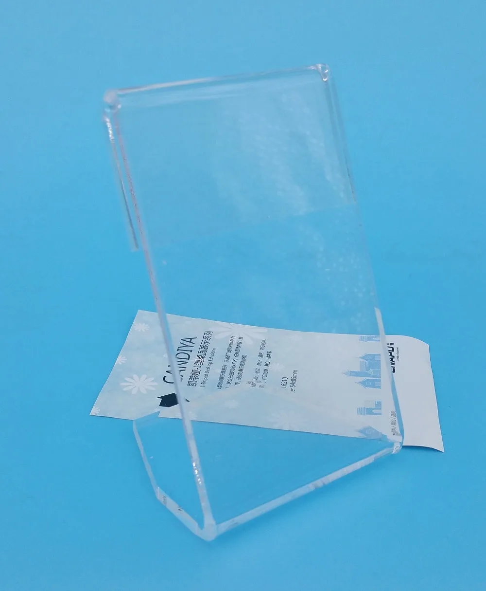 

54x83mm Clear L Shape PMMA Acrylic Sign Display Paper Card Table Label Holder Stand In Vertical 10pcs High Quality