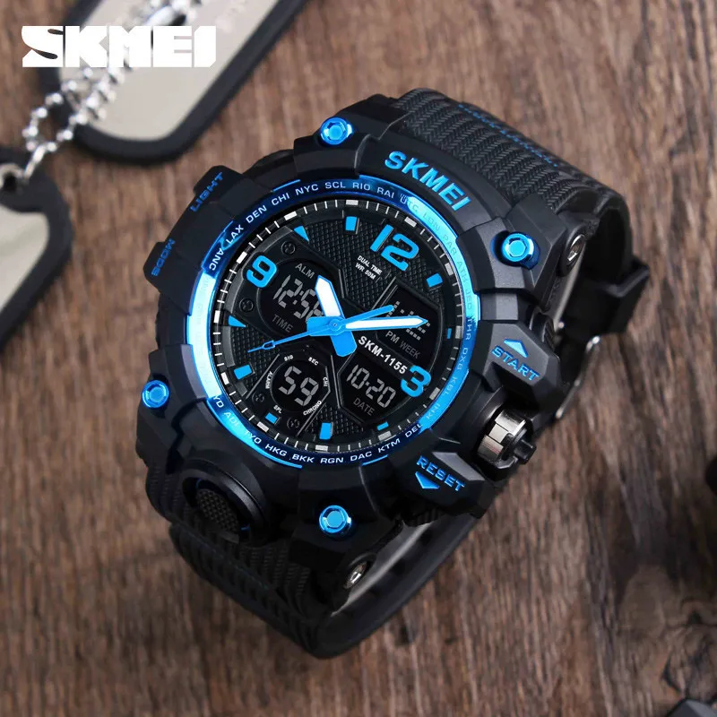 SKMEI New Fashion Men Sports Watches Men Quartz Analog LED Digital Clock Man Military 50m Waterproof Watch Male Watch G Shock   