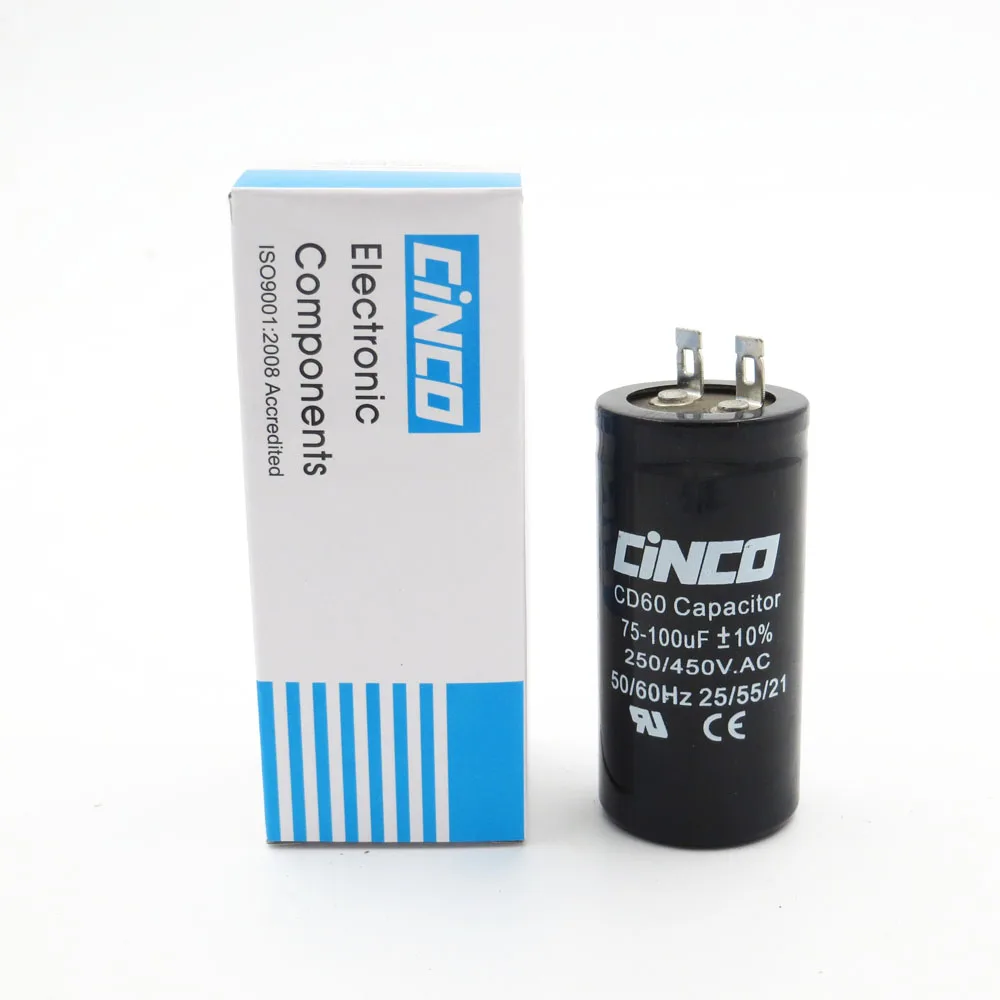 

75MFD 100MFD 250V 450V AC Appliance Motor Start Run Capacitor CD60 Air Compressor Capacitors Heavy Duty Electric Motor Starting