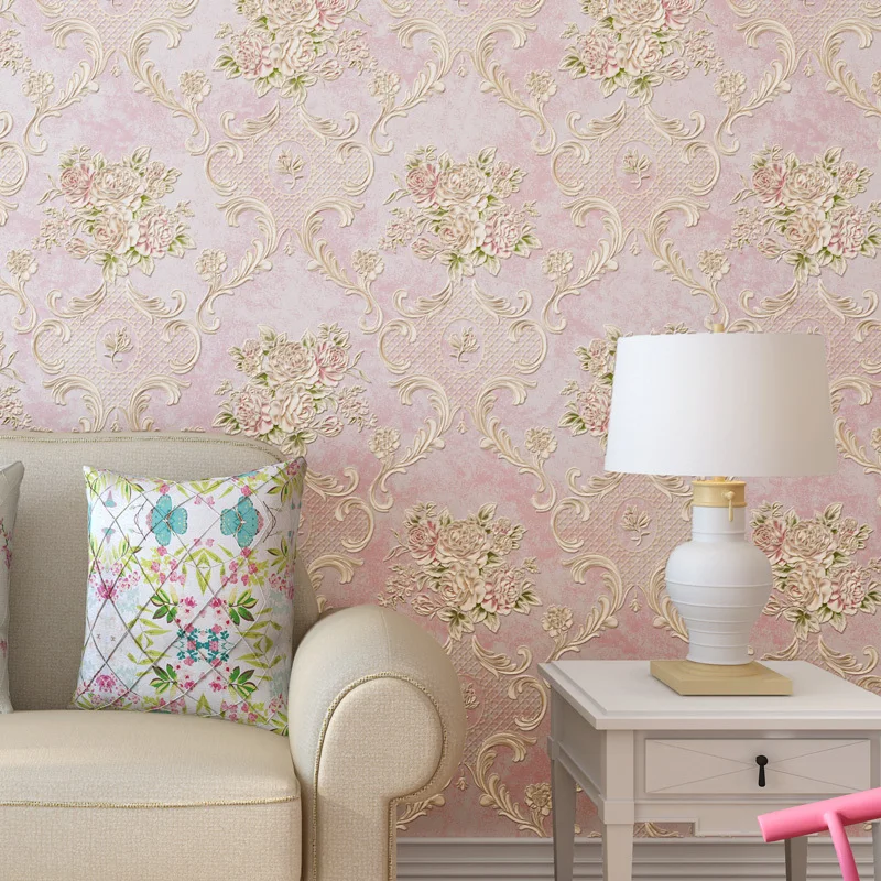 American Style Rustic Small Flower Non Woven Wallpaper Roll Blue Pink Beige 3D Embossed Floral Living Room Wall Paper For Walls In Wallpapers From Home American Style Rustic Small Flower Non Woven Wallpaper Roll Blue Pink Beige 3D Embossed Floral Living Room Wall Paper For Walls In Wallpapers From Home