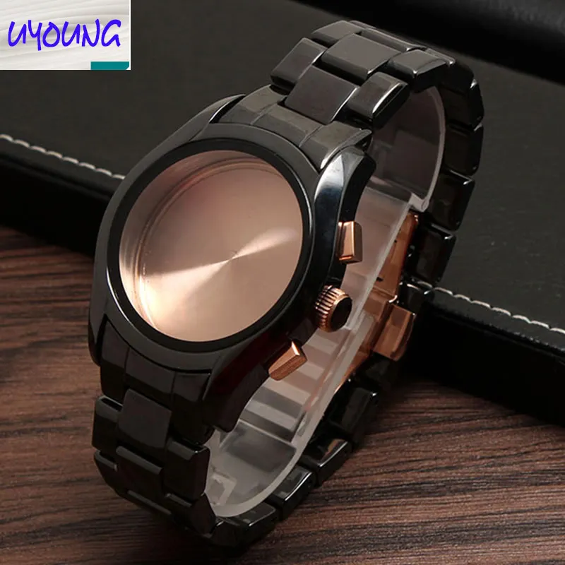 Для AR1410 Керамика ремешок для часов и случай 22 мм черные туфли высокого качества Керамика ремешок браслет сталь черный развертывания группа