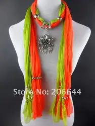 Двойной цвет очаровательные шарфы Модные ювелирные изделия цветок кисточкой кулон
