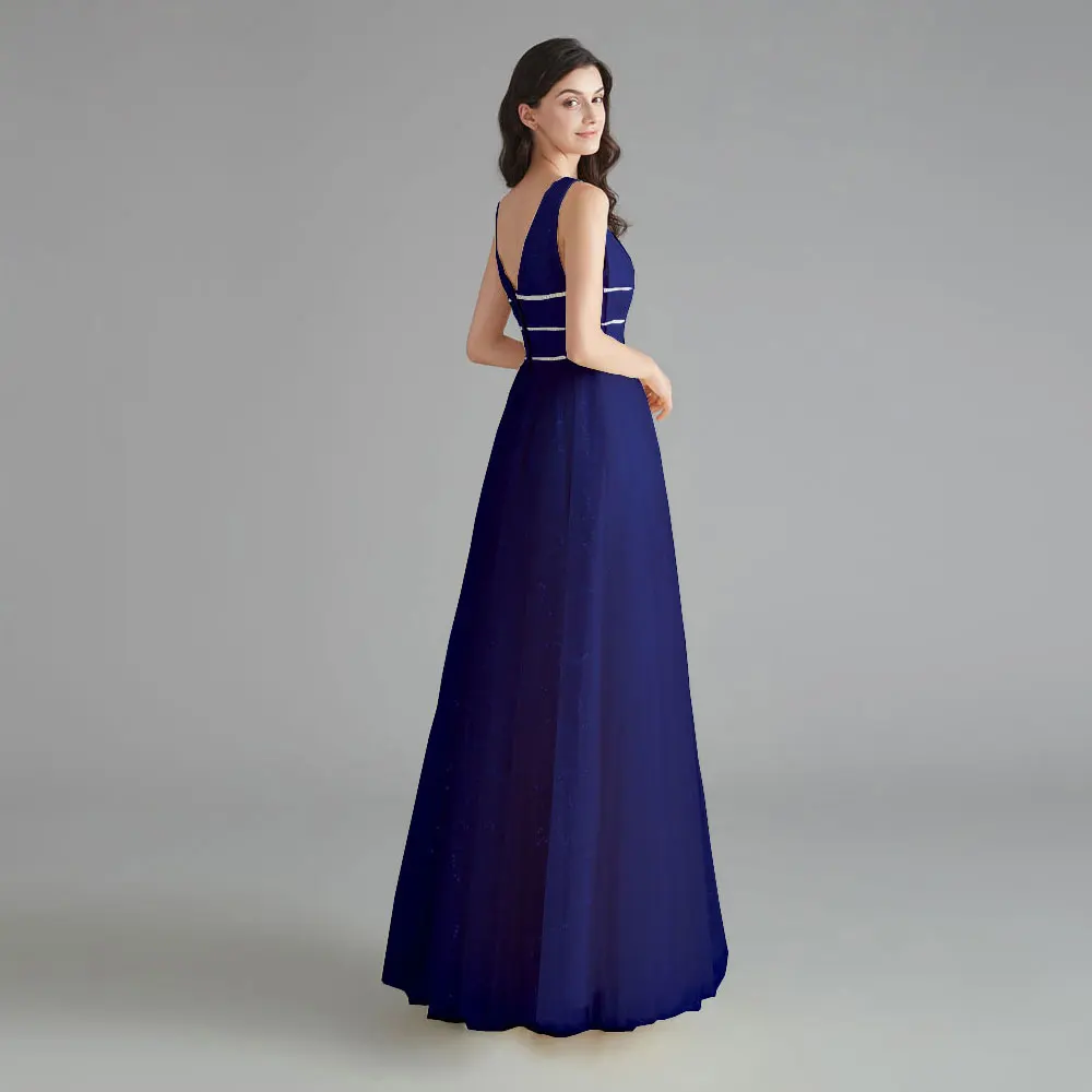 Sweet lady Evening Dresses long stage ceremony dress 2019 new year Formal party dress sequined deep V-neck gown Vestido De Noiva