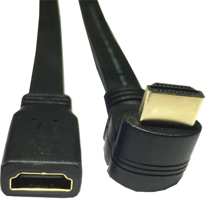 Плоский тонкий Высокоскоростной HDMI кабель-удлинитель A папа-папа 90 градусов вверх/вниз угол шнура AM/AM 0,3 м/30 см/1 фут