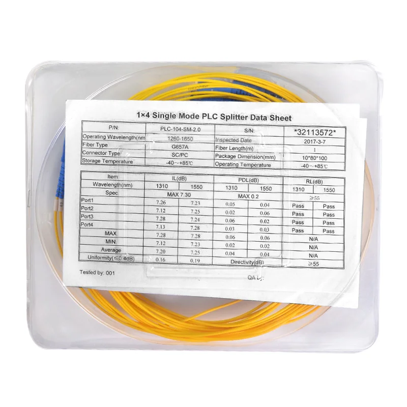 SC/UPC 1x4 FBT Волоконно-оптический резак 1310/1550nm одномодовый, модуль для plc-разветвителя SM 1 м