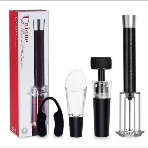 

Stylish Red Wine Bottle Opener Cork Remover Easy Air Pump Pressure Corkscrew Tools 4PC Sets