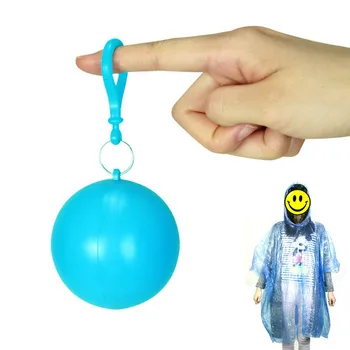 

1 PC Portable Disposable Raincoat Ball Plastic Rainwear Travel Emergency Rain Poncho Disposable Keyring Ball