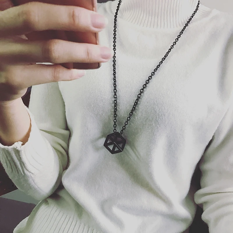 Mcllroy Шарм кубик ожерелье Серебряный геометрический ювелирный Куб Ожерелье Мужская Панк винтажная шкатулка кулон ожерелье для мужчин collare
