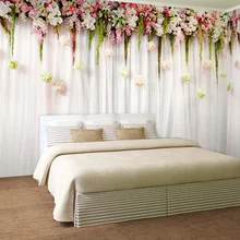 Пользовательские фото обои 3D романтические пасторальные занавески с цветами Фреска самоклеющиеся гостиной девушки спальни украшения дома стены