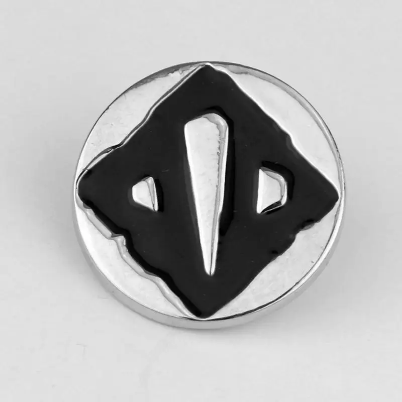 

2 Colors Dota 2 Logo Pin Badge Brooch Silver Tone Red Black Enamel Pin Game Series Brooches and Pins