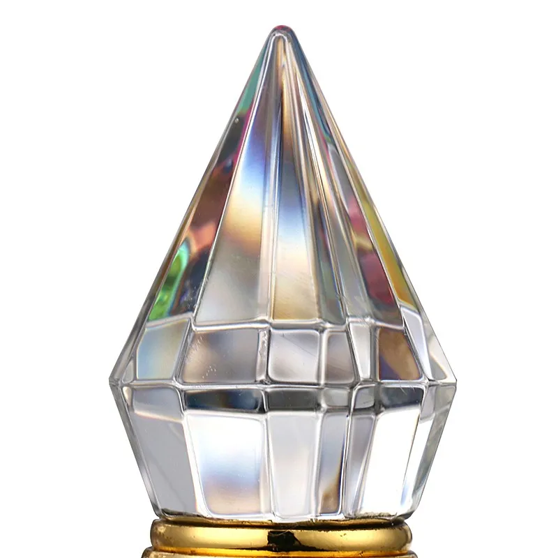 3ML Clear Vintage Pyramid Aurora Borealis K9 Crystal Refillable Woman Perfume Bottle Empty Container wgold Trim Glass Dauber   (3)