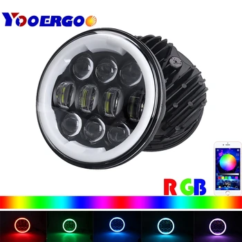 

DOT Approved 5.75 5-3/4 Inch Motorcycle 80W LED Headlights RGB Halo DRL with Bluetooth APP Remote