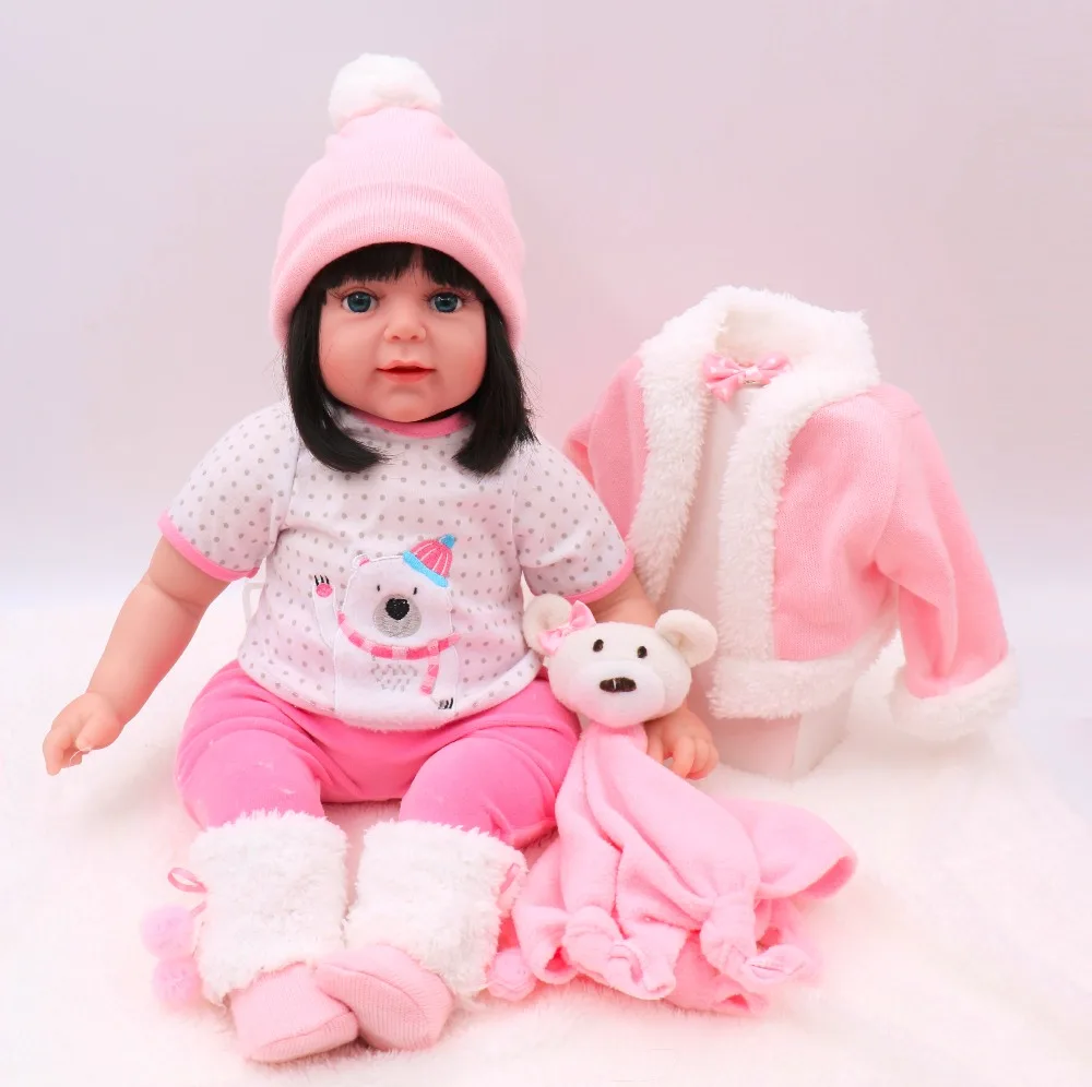 

55cm Round face princess doll big eyes all Silicone Lifelike toddler Baby Bonecas girl kid doll bebe reborn kit de silicone toys