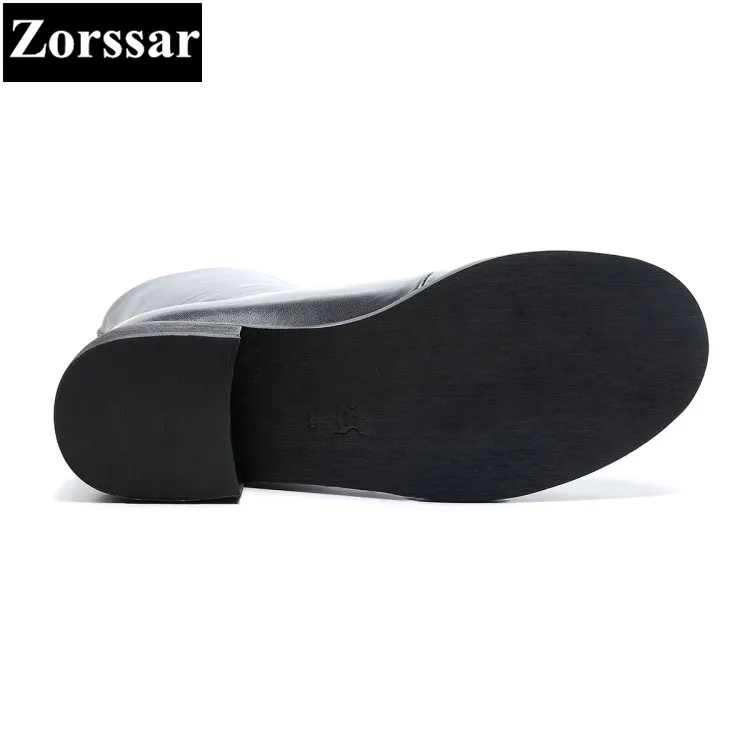 {zorssar} Botas Zapatos Otoño blanco Pantorrilla Invierno Moda Mujer Nueva Tacón Cuero rojo Media Cremallera Grueso 2018 Comodidad Negro Genuino De I6qRrI