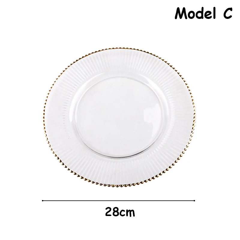Обеденная тарелка, наборы стеклянных тарелок, поднос, бокал для вина, чашка Platos, набор посуды для отеля, высокое качество, позолоченная полоска, поднос для еды, посуда Prato, 1 шт