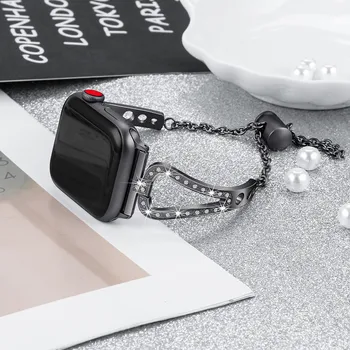 

Fashion Luxury Women Watch Bands For Apple Watch 4/3/2/1 38/40mm Rhinestone Bracelet Stainless Steel Wristband High Quality