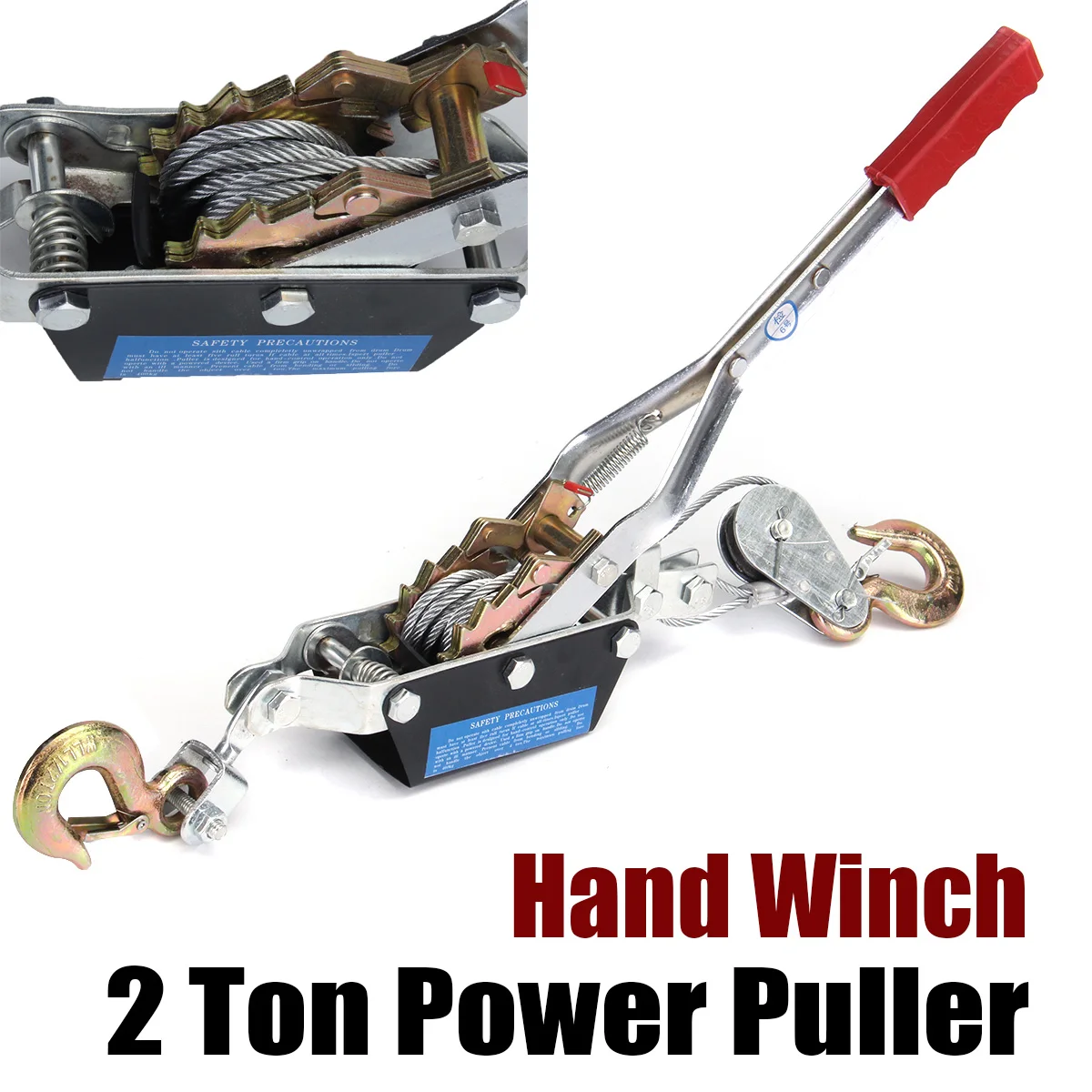 

Hand Winch Puller 2-Tons Off Road 4X4 4WD UTE Truck Power Tool Hoist Trailer for Boat ATV Jet Ski Trailer w/Hook Heavy