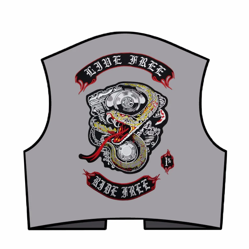 L170715-1 NEW ARRIVAL LIVE FREE RIDE FREE EMBROIDERY PATCH MOTORCYCLE CLUB VEST OUTLAW BIKER MC JACKET PUNK IRON ON BADGE FREE SHIPPING (7)