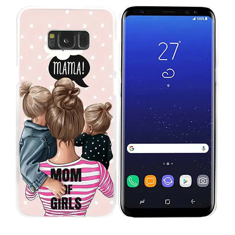 Чехол из поликарбоната для samsung Galaxy M20 M30 M40 M10 S10e S10 S9 S8 Plus S7 Note 8 9 Жесткий чехол для телефона Роскошные коричневые волосы для мамы и дочки - Цвет: 08