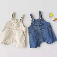 Новые джинсовые комбинезоны для маленьких мальчиков и девочек летние модные шорты для малышей от 0 до 3 лет HY745