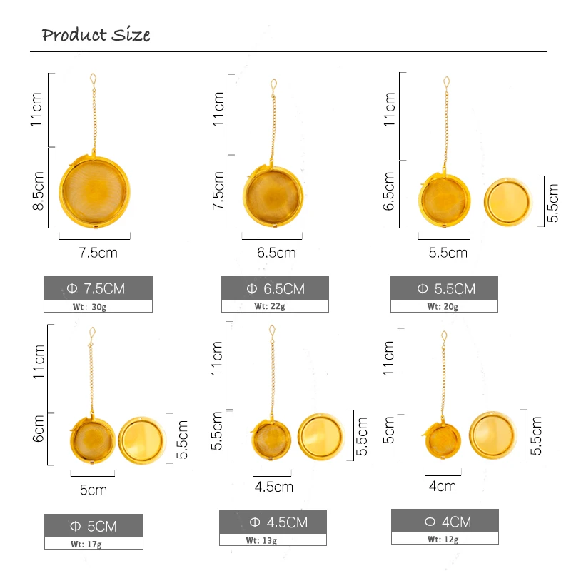 Энтертайм ситечко для чая из нержавеющей стали позолоченное ситечко для заварки чая с цепочкой и поддоном