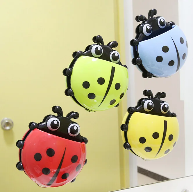 

How cute Ladybug toothbrush holder material Meng creative powerful suction toothbrush toothpaste holder combination toothbrush s