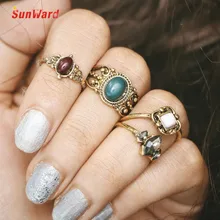 SunWard Bohemian Vintage Silver Stack Rings Finger 4PCS Ring Set Best Selling Jewelry 2017