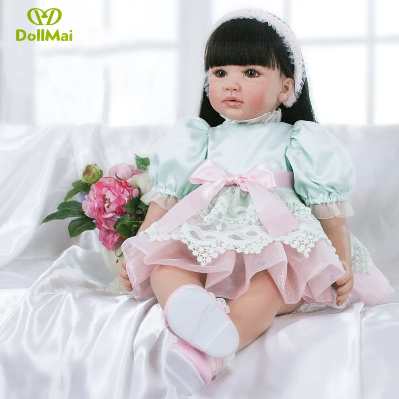 

Lifelike 60cm Adora Reborn Toddler Girl Doll Braid Hair 24" Soft Silicone Vinyl Bebe Reborn Girls Boneca Doll Children gift