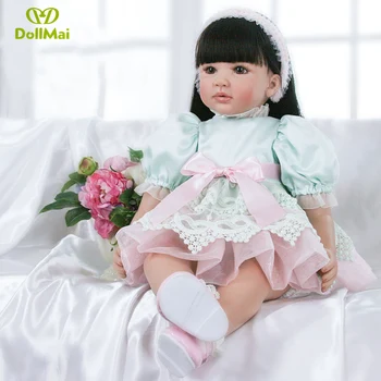 

Lifelike 60cm Adora Reborn Toddler Girl Doll Braid Hair 24" Soft Silicone Vinyl Bebe Reborn Girls Boneca Doll Children gift
