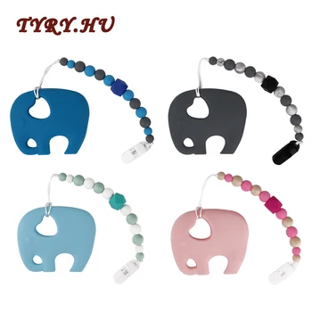 

1PC Elephant Teether Pacifier Chain Materials Food Grade Silicone Beads for Baby Teething Necklace Oral Care Toy Jewelry
