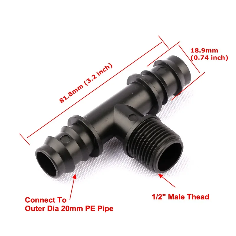 Plastic 5pcs Barb Drip Pipe Connector 20PE Hose Fitting Staright 