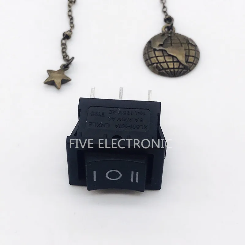 KCD1 21*15 мм клавишный выключатель 6A250V 10A125V питания вверх черный 3 контакта/клеммы