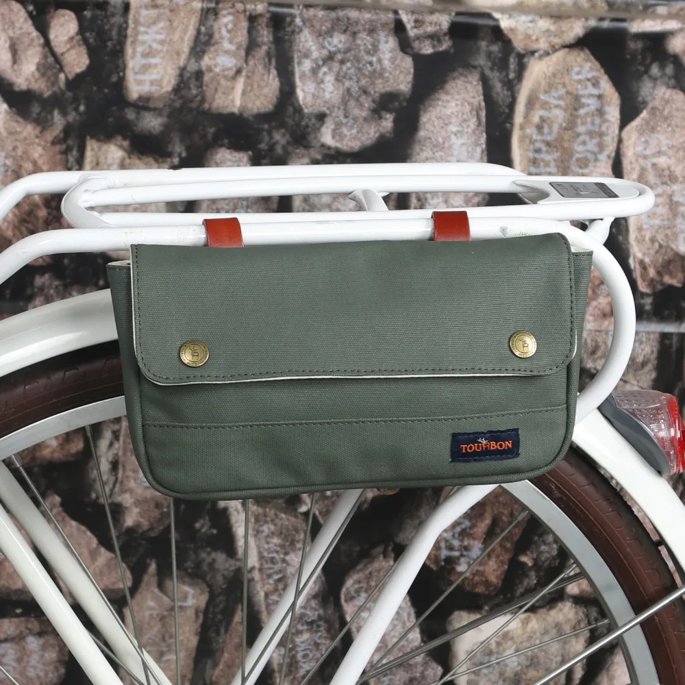 Tourbon винтажная сумка на руль велосипеда, передняя сумка, Ретро сумка на руль велосипеда, вощеная парусиновая водонепроницаемая сумка для хранения для велоспорта
