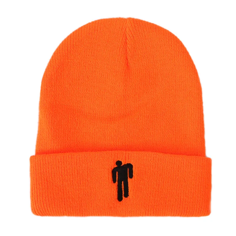 Orange Cap Billie Eilish Beanies, зимние шапки для женщин, для маленького человека, вязаные шапки с вышивкой, Мужская Осенняя шапка, женская шапка в стиле хип-хоп, шапочка - Цвет: Orange Cap