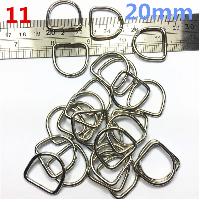 11   20mm  silver high Dee Rings for NonWelded D ring Non-Welded Nickel Plated D-Rings Webbing Strapping Bags Garment Accessories Buckle