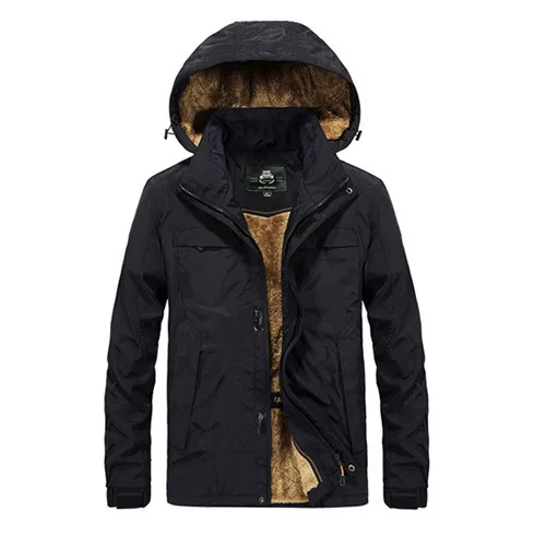 Новинка, мужская повседневная куртка с капюшоном, зимняя, размер M-4XL, брендовая Военная Мужская водонепроницаемая одежда, мужская ветровка - Цвет: Black