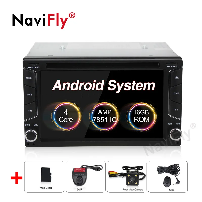 NaviFly 2Din универсальный Android 8,1 Автомобильный gps RDS Cassete для Nissan Toyota peugeot KIA Автомобильный Радио bluetooth ipod 4G wifi DVR камера - Цвет: 1G RAM 16G ROM