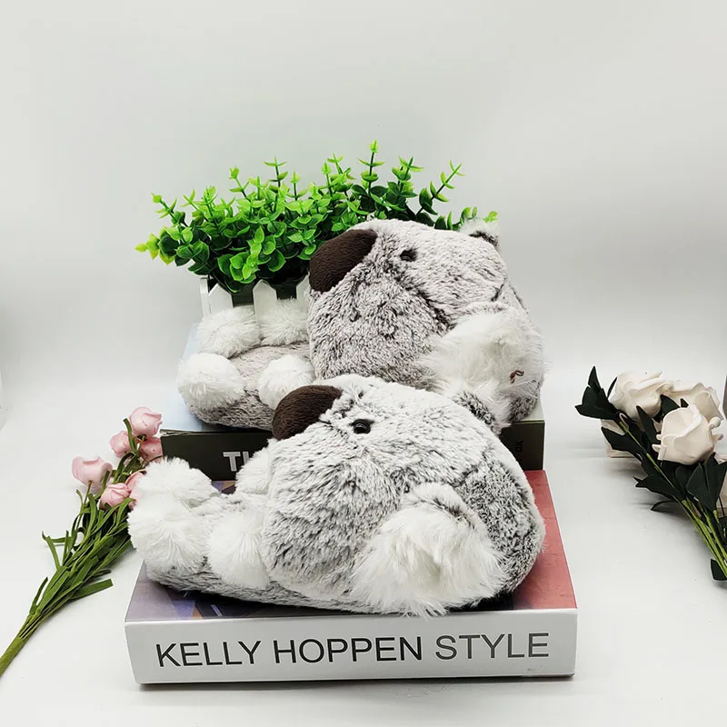 Specia offer custom warm winter lovers home slippers thick hard bottom shoes floor fur slippers timber land shoes snow koala