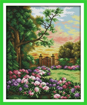 

The Garden Comer (3), counted printed on fabric DMC 14CT 11CT Cross Stitch kits,embroidery needlework Sets Home Decor