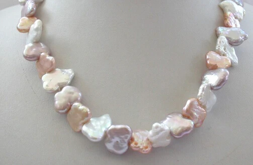 

Miss charm Jew1348 stunning 16mm baroque butterfly white pink lavender pearl necklace