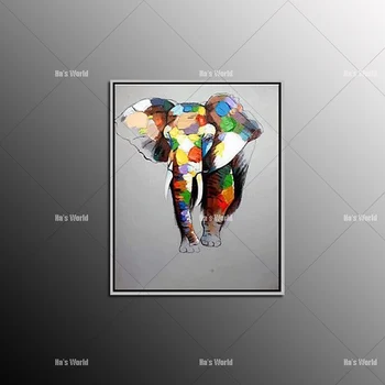 

Colorful Elephant Oil Painting Hand Painted Modern Animal Decorative Pictures On the Wall for Kid's Room Unframed Wall Art