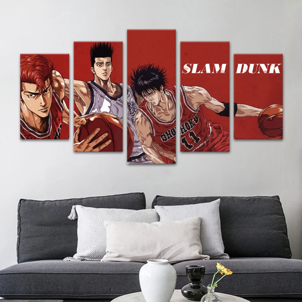 Картина маслом на холсте 5 шт. рисунок из мультфильма Slam Dunk Wall Art напечатанный
